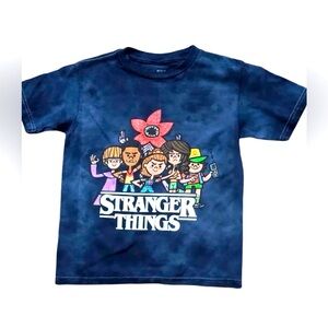 Blue Tie Dye Stranger Things Short Sleeved Tee Shirt T-Shirt Sz Smal 6/7 NWT!
